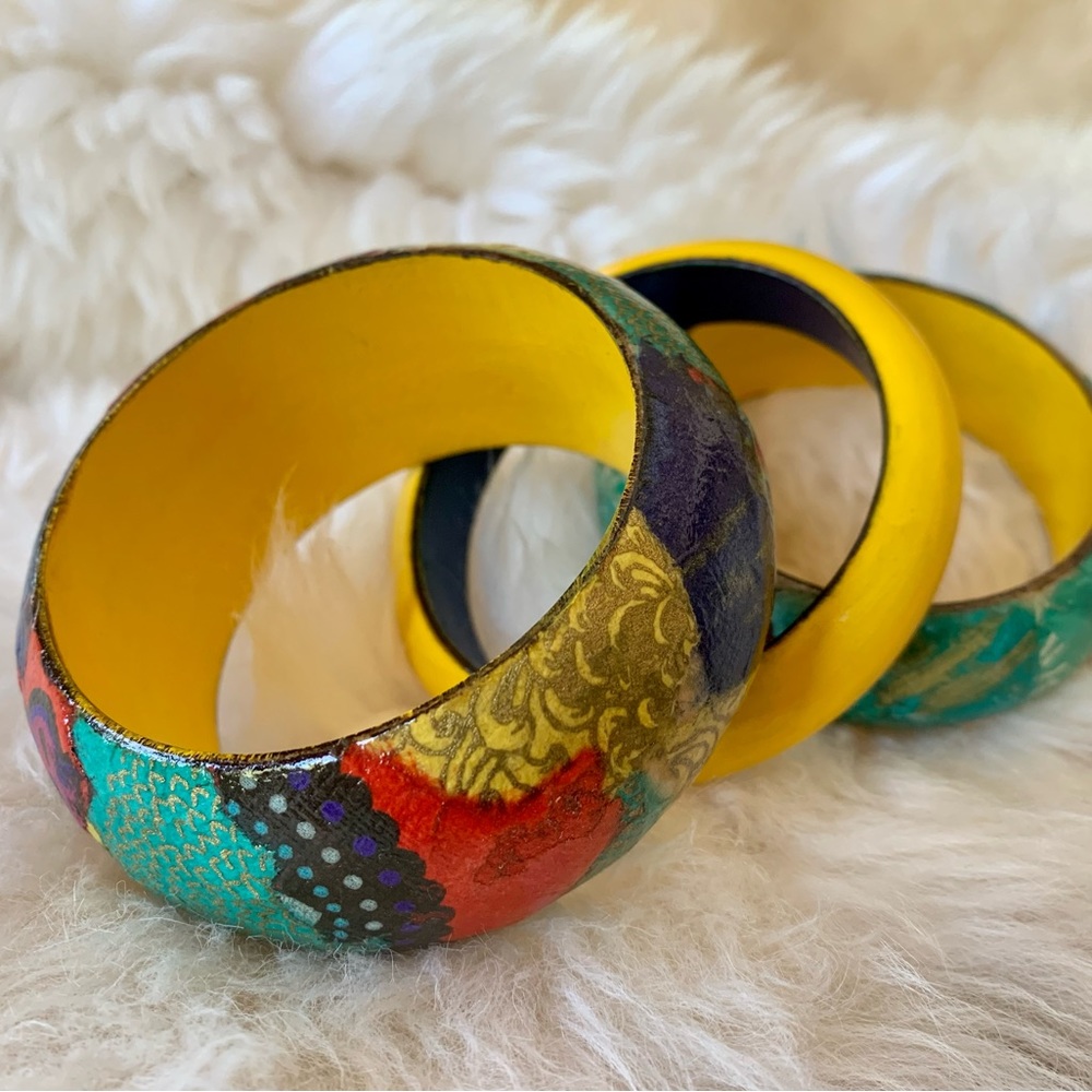 Handmade Bangle Set… “Mardi Gras”
